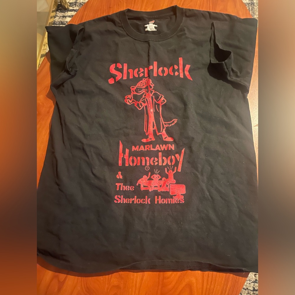 Marlawn Sherlock Homeboy Black T-Shirt with Red Graphic Print